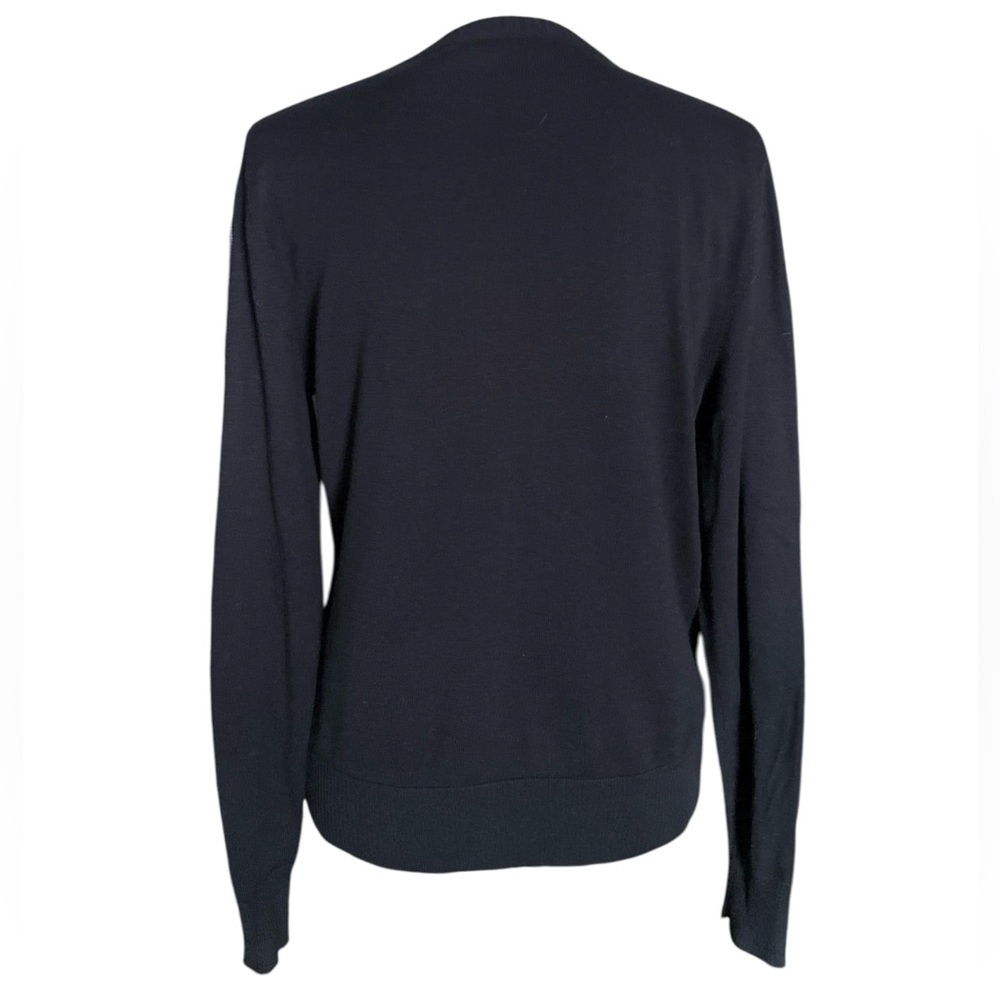 Ralph Lauren Active Women’s Cotton Black w/ Striped Sleeves Crewneck Sweater L - Picture 4 of 7